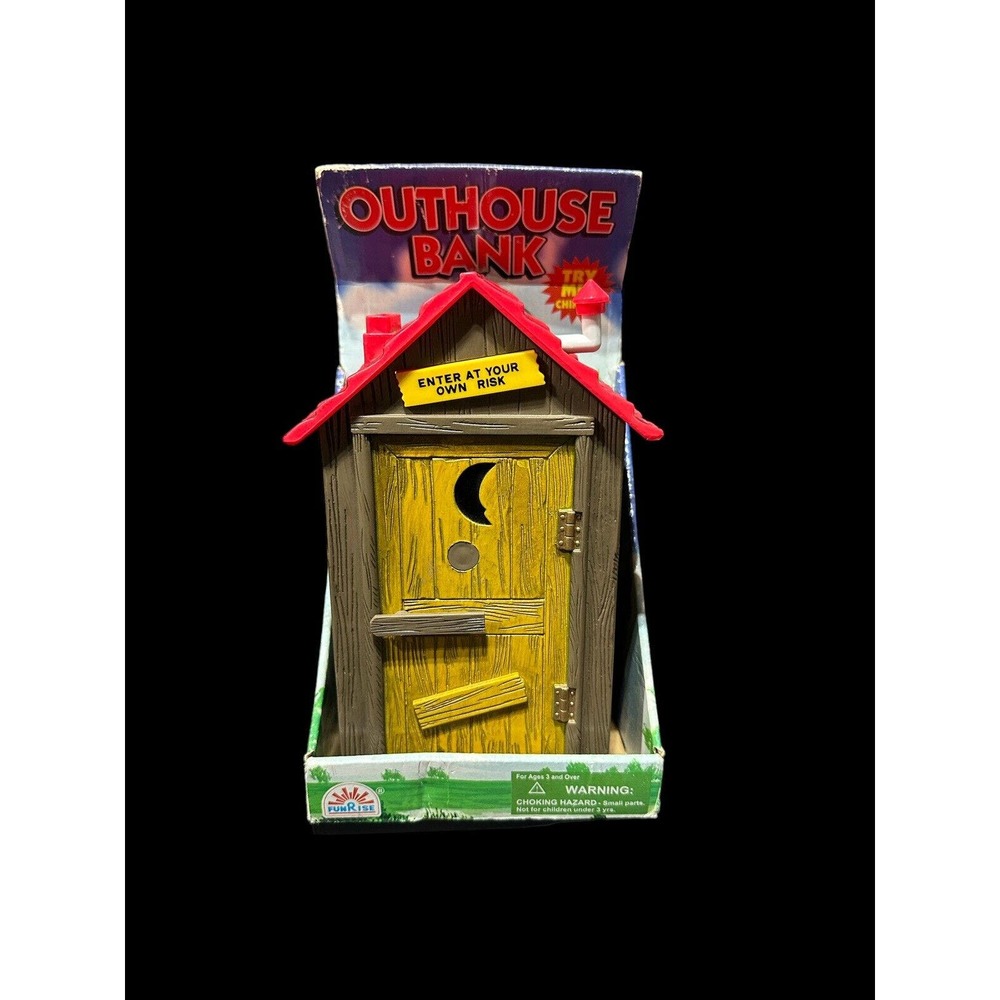 FUNRISE OUTHOUSE TALKING COIN BANK 1996 Sounds Real Voice New